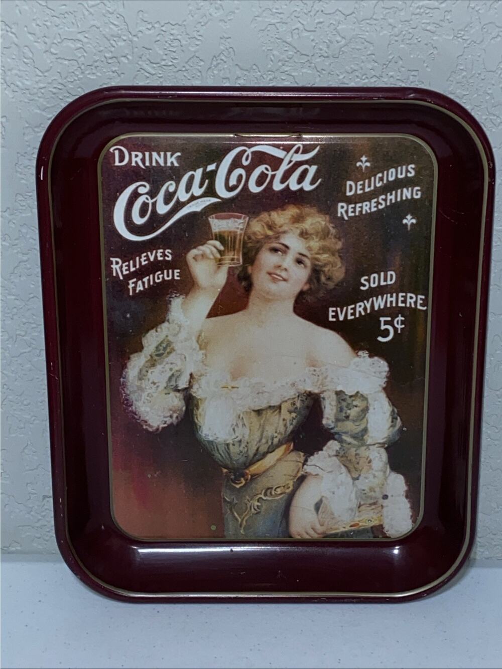 VTG Coca Cola Tin Tray 1982 Limited Edition 75th Anniversary Calendar Girl 1907